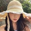 Wide Brim Lace Ribbon Straw Hat Sunscreen Summer Beach Hat Portable Women Sun Hat Climbing