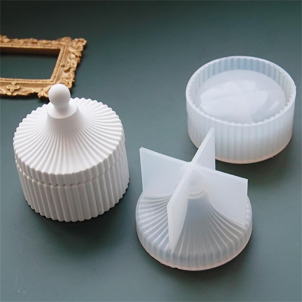 Jewelry Storage Box Silicone Molds Handmade Epoxy Resin Molds Striped Candle Jar Molds Handmade Candle Cup Molds