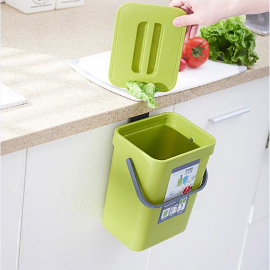 Kitchen Trash Can Hanging Organic Waste Bin Large Capacity Compact Design Bathroom Garbage Bin Container with Lid