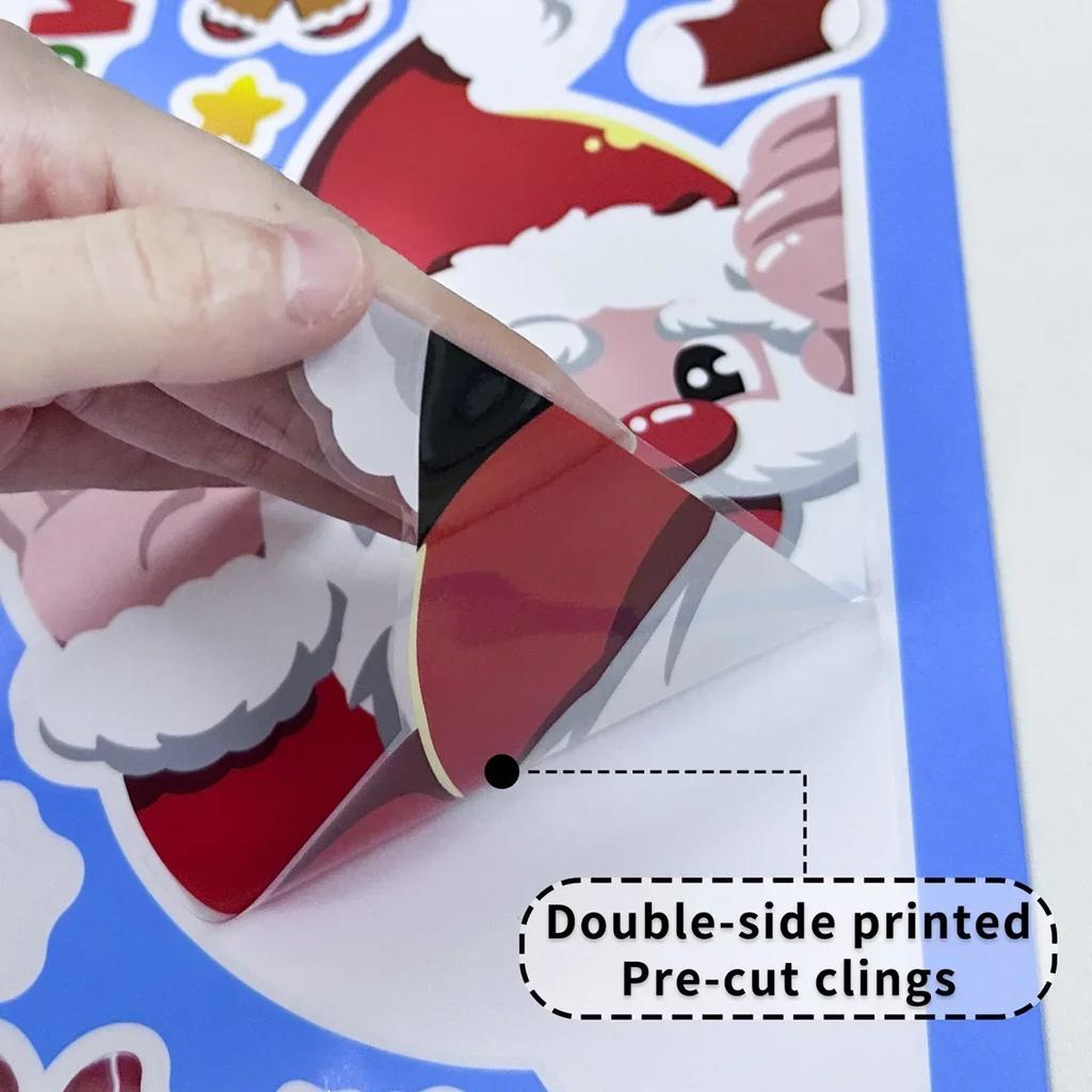 Рождественская наклейка на зеркало Санта-Клаус Снеговик Олень Декоративная стеклянная электростатическая наклейка Веселый рождественский декор для дома