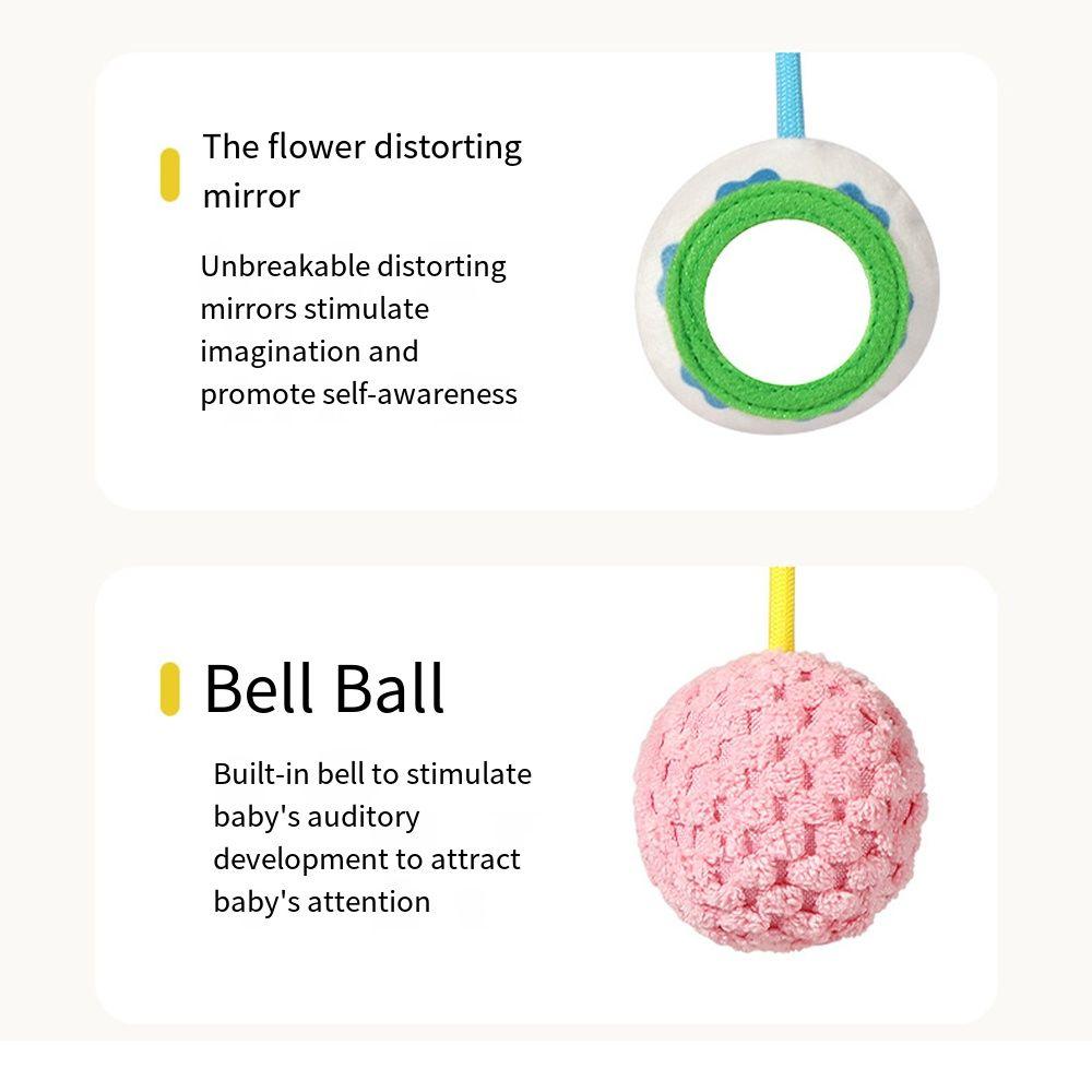 Distorting Mirror Plush Stuffed Sensory Toy with Clamp Stroller Hanging Ornaments 0-1 Years Old