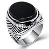 30 Styles Vintage Handmade Turkish Signet Ring For Men Women Ancient Silver Color Black Onyx Stone Punk Rings Religious Jewelry