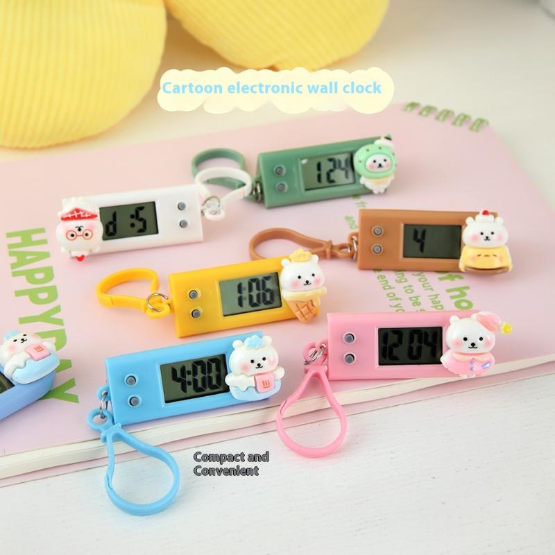 Портативный электронный брелок-часы Мини карманные электронные овальные подвесные часы Цифровые настольные часы с отображением времени и даты для студента