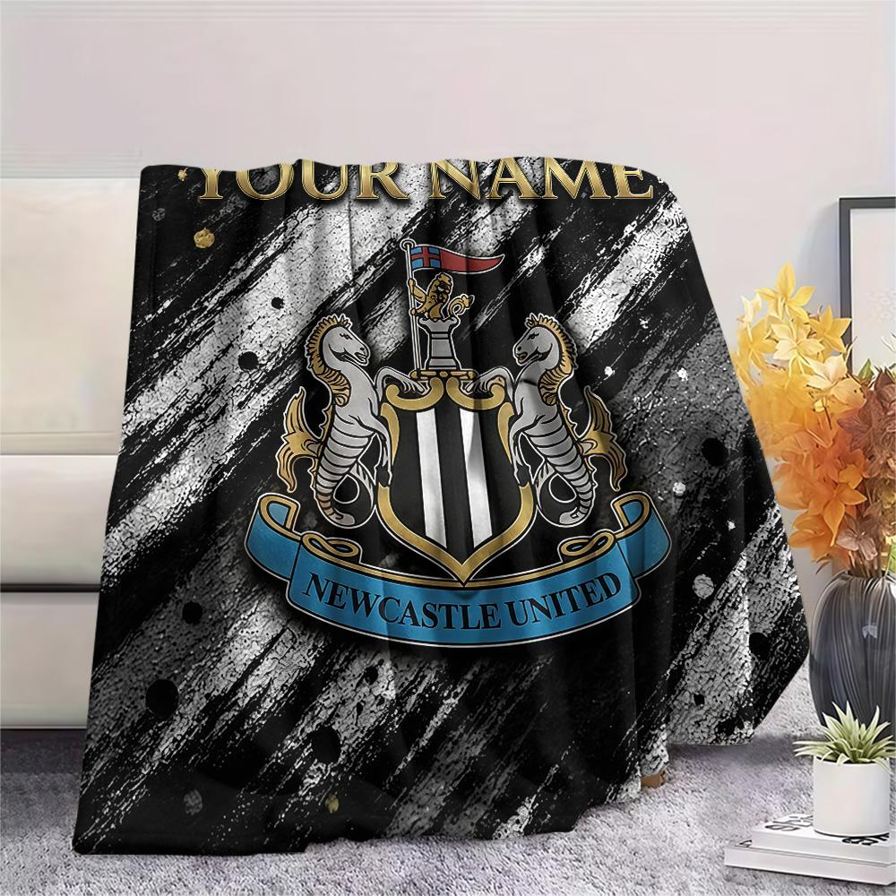 Custom Name Newcastle United Flannel Blanket, High quality Comfortable for All Seasons, Home Decor, Warmth and Comfort