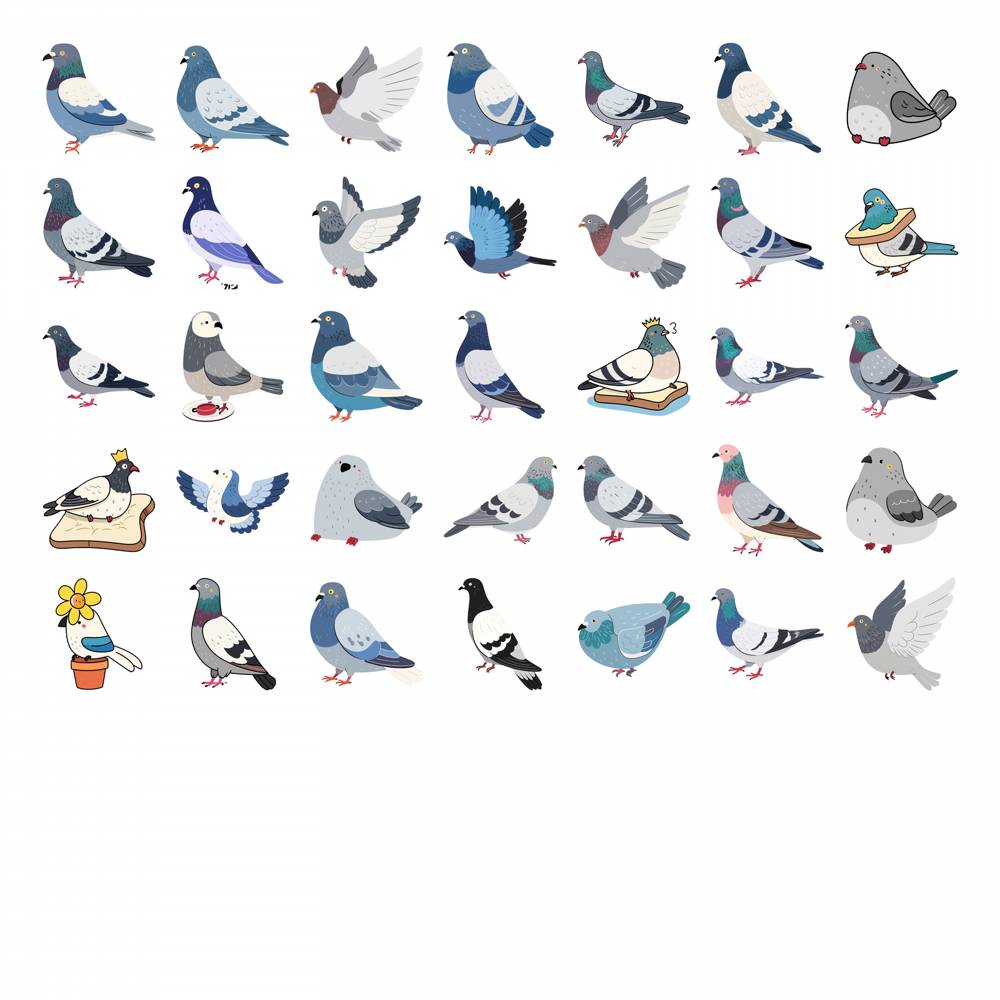 35pcs Playful Cartoon Stickers Whimsical Birds DIY Stickers Animal Stickers For Laptop Luggage Scrapbook Diary Sticker DIY