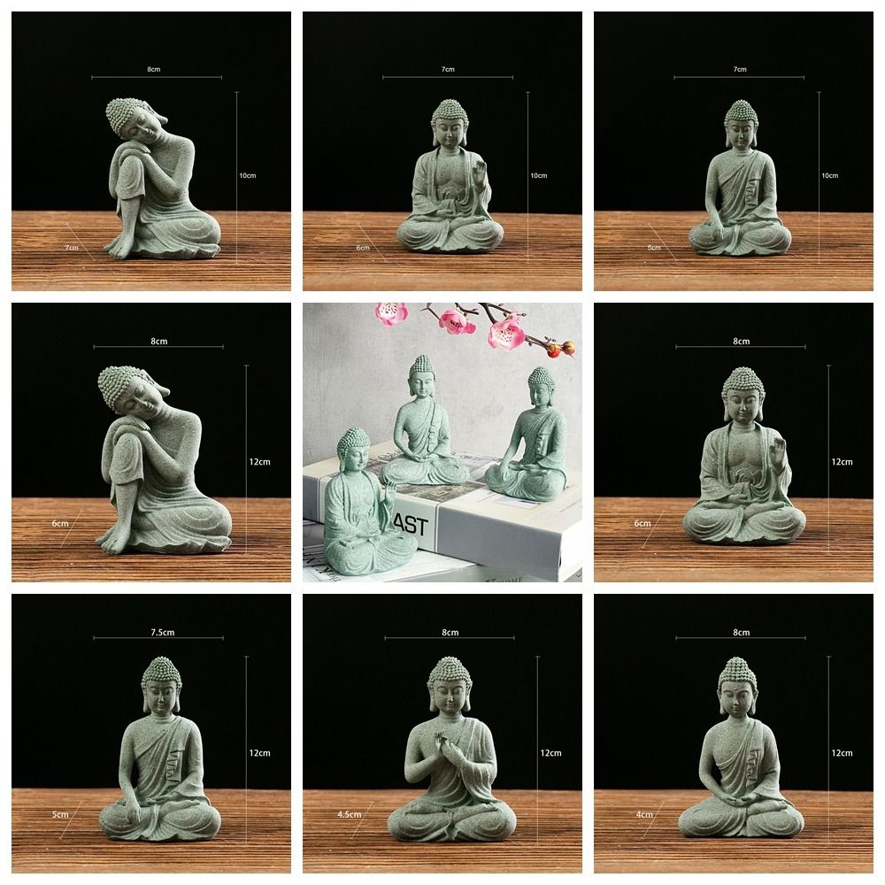 Green Sandstone Sandstone Buddha Sitting Posture Buddhist Ornament Tea Pet Indoor