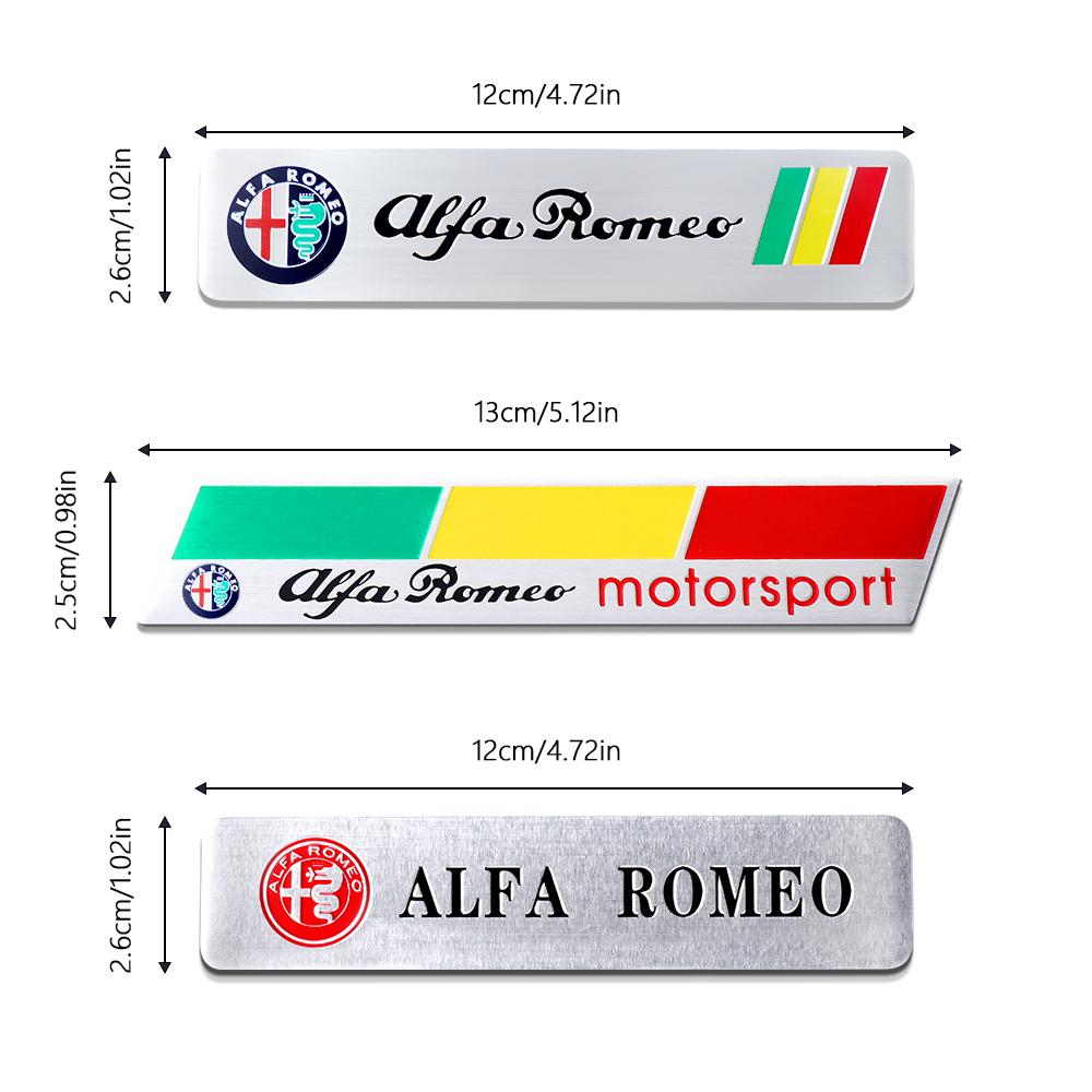 YYCE3 1pc 3D Aluminum Badge Car Body Decor Sticker For Alfa Romeo motorsport Mali Giulietta GT 159 147 156 Mito Giulia F1 Stelvio
