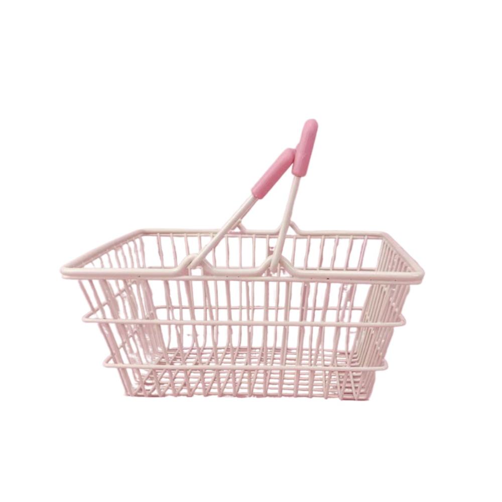 Model Mini Storage Basket Metal Toy Trolley Container Portable Shopping Cart Storage  Desktop