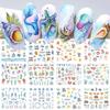 Nail Art Stickers, Summer Island Sunset Coconut Tree Plant Leaves Watermark Nail Stickers