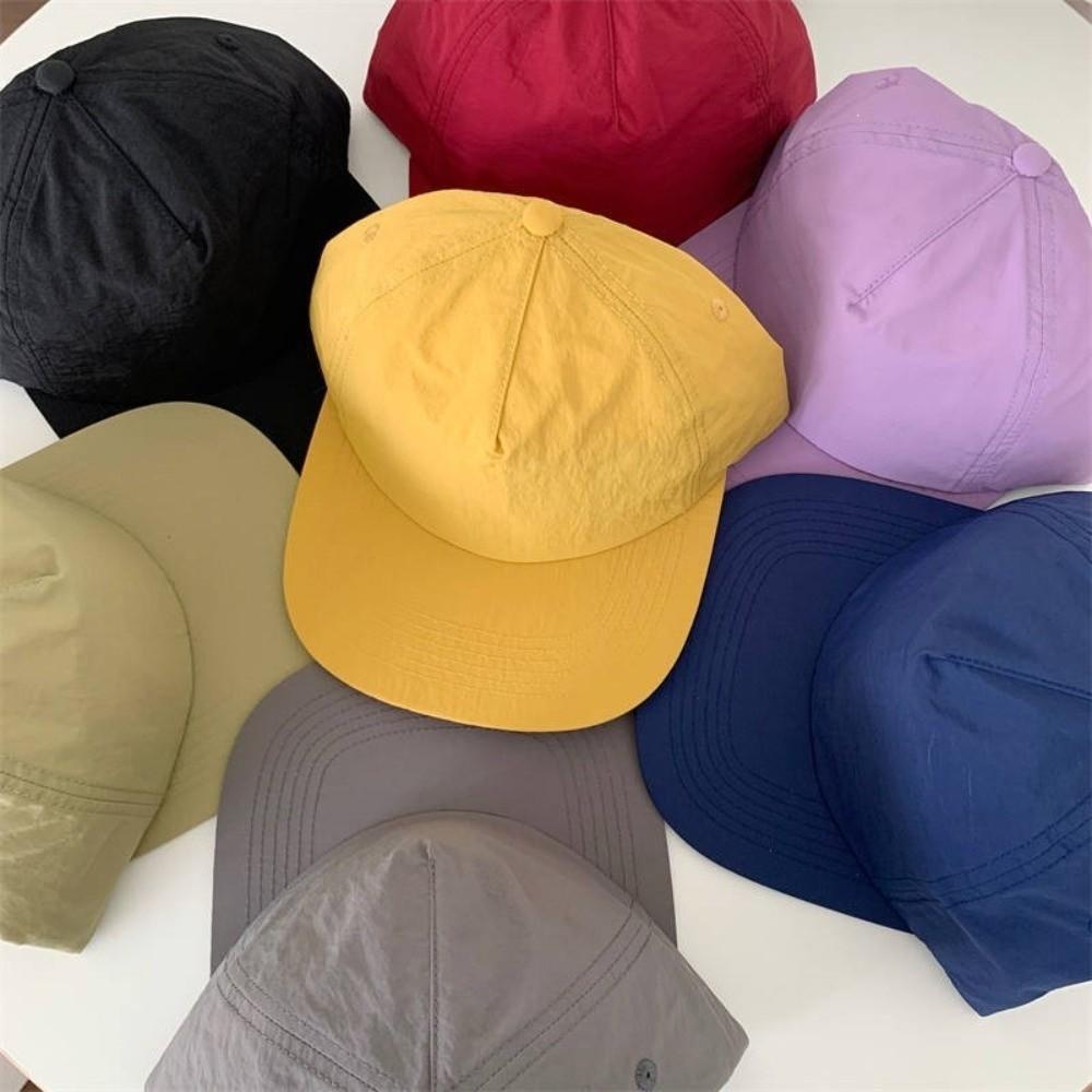 Solid Color 5 Panel Peaked Hat Quick Drying Snapback Cap Sun Protection Hat for Men and Women