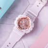 Casio Спортивные часы для пары Серия GA и BA Черный Воин и Мороженое Розовый Кварцевый Механизм Унисекс Часы GA-110-1B+BA-110-7A1