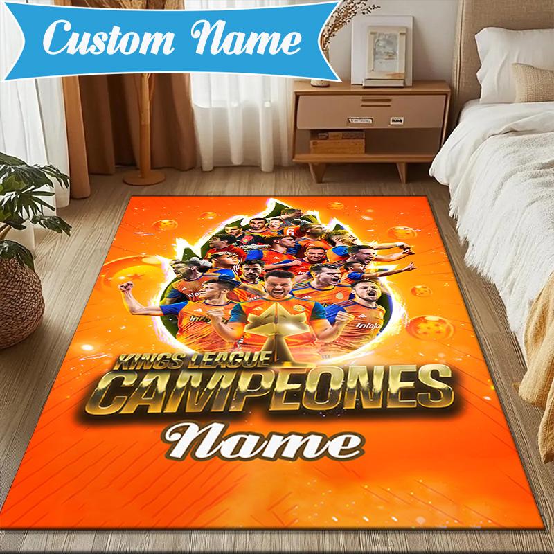 Custom Name Saiyans Football Crest Rug Game Carpet, Floor Mat for Bedroom Living Room Entryway Rug, Home Decor Idea Gift for Christmas birthday