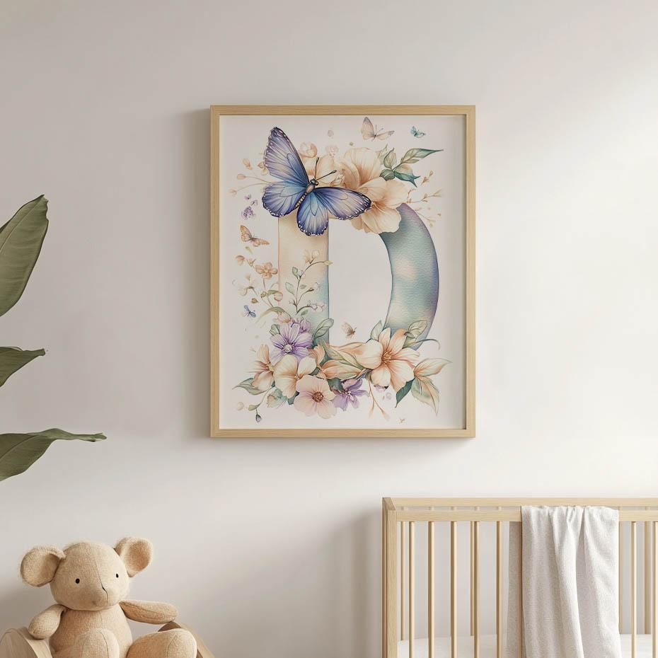 Plakat Litera D Z Motylem Plakat Litera D Z Motylem, 30X40 Cm, Rama Aluminiowa Czarna, Papier Matowy 230 Gsm