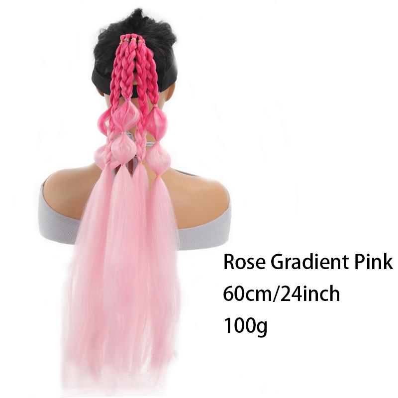A Ponytail Wig with Colored Bubble Braids and a Ponytail Synthetic Fiber That Is Heat-resistant for Women Easy To Wear for Parties and Gatherings