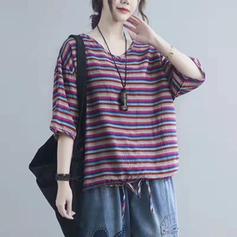 Футболка с короткими рукавами Otton Inen, летняя женская футболка в стиле вестерн, свободный крой, весенний наряд для людей среднего возраста в этническом стиле