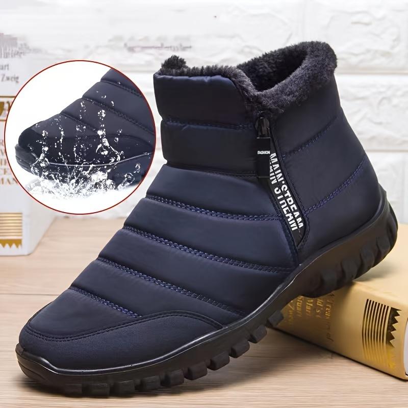 Men's Non-slip, Windproof Soft-soled Snow Boots with Plush Lining and Side Zipper for Outdoors, Fall and Winter