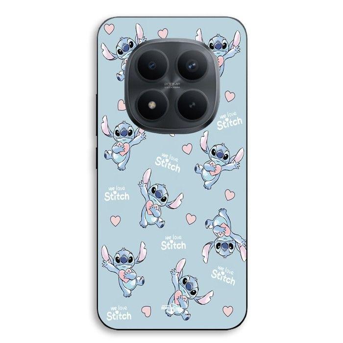 Coque téléphone - MANIACASE - Xiaomi Redmi Note 15 Pro Plus 5G - Silicone TPU - Motif Stitch love cœur rose - Noir