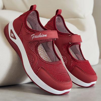 Обувь женская 2025 лето новая обувь для ходьбы сетчатая дышащая женская обувь для женщин среднего и пожилого возраста обувь для мамы на липучках одинарная обувь