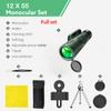 Fmc зеленая пленка водонепроницаемый монокуляр Bak4 Prism 12x55 Hd портативный монокулярный телескоп с держателем для смартфона и штативом