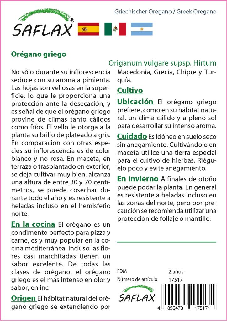 SAFLAX Garden in the Bag - Орегано греческий - 600 семян - С субстратом в подходящем пакете - Origanum vulgare