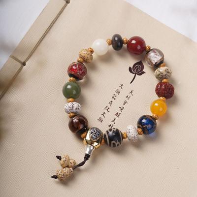Браслет из eighteen-seed multi-bead, буддийский браслет Lingyin multi-bead для мужчин и женщин, красные бриллианты, агат звезда-луна, молитвенные бусины multi-bead