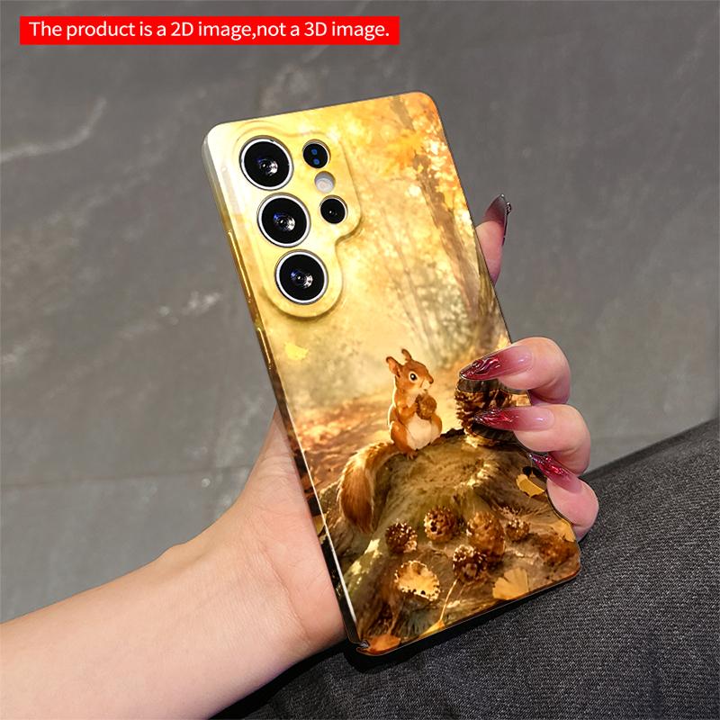 2DFlat Samsung phone case Autumn Squirrel with Pinecones on Log Applicable to Galaxy S23 S24 S25ULTRA S26 A12 A14 A15 A16 A54 A55