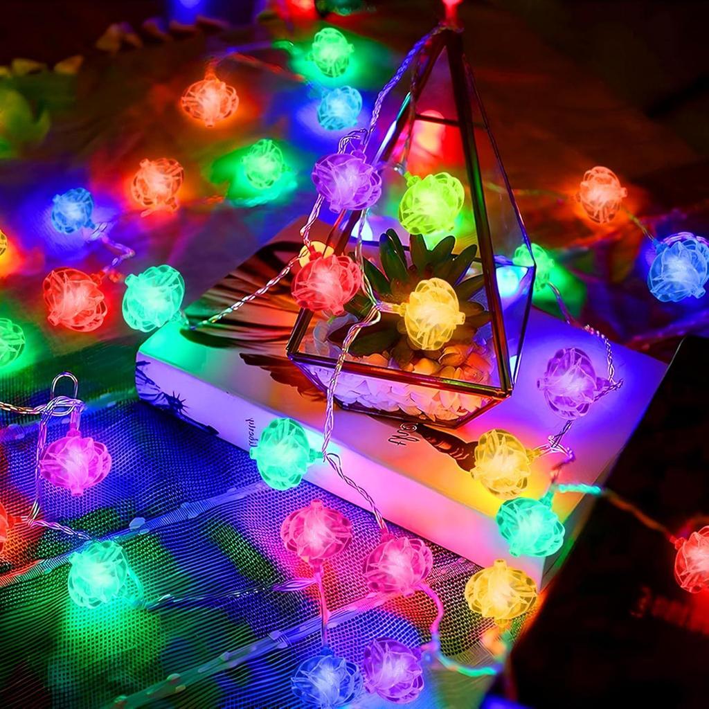Гирлянда - 14 светодиодных хрустальных шаров-цветков, 10 футов разноцветных сказочных огней для дома, мандира, комнаты для пуджи, украшения на Дипавали и Дивали, Рождество