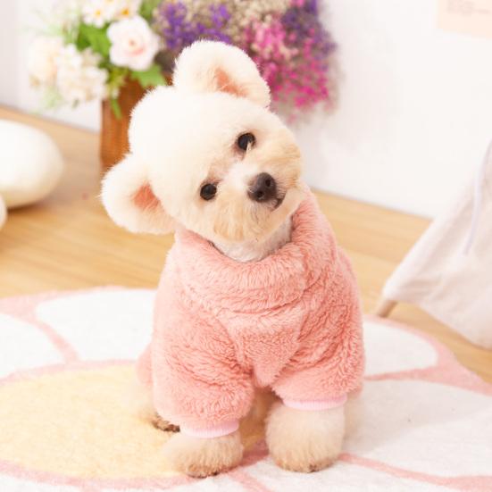 Yousheng Cozy Winter Dog Clothes with Traction Ring 4-Legged Double Sided Thick Long Plush High Collar Warm Pet Clothes