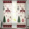 Christmas Window Curtain Snowflake Elk Tulle Curtain Sheer Valances Curtains For Living Room Home Decoration Drape Panel