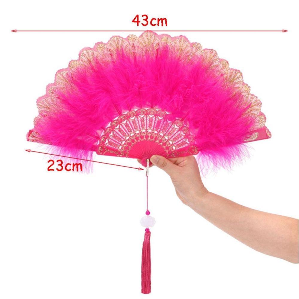 Accessories Handmade with Pendant Dance Hand Fan Party Decor Feather Folding Fan Wedding Gift
