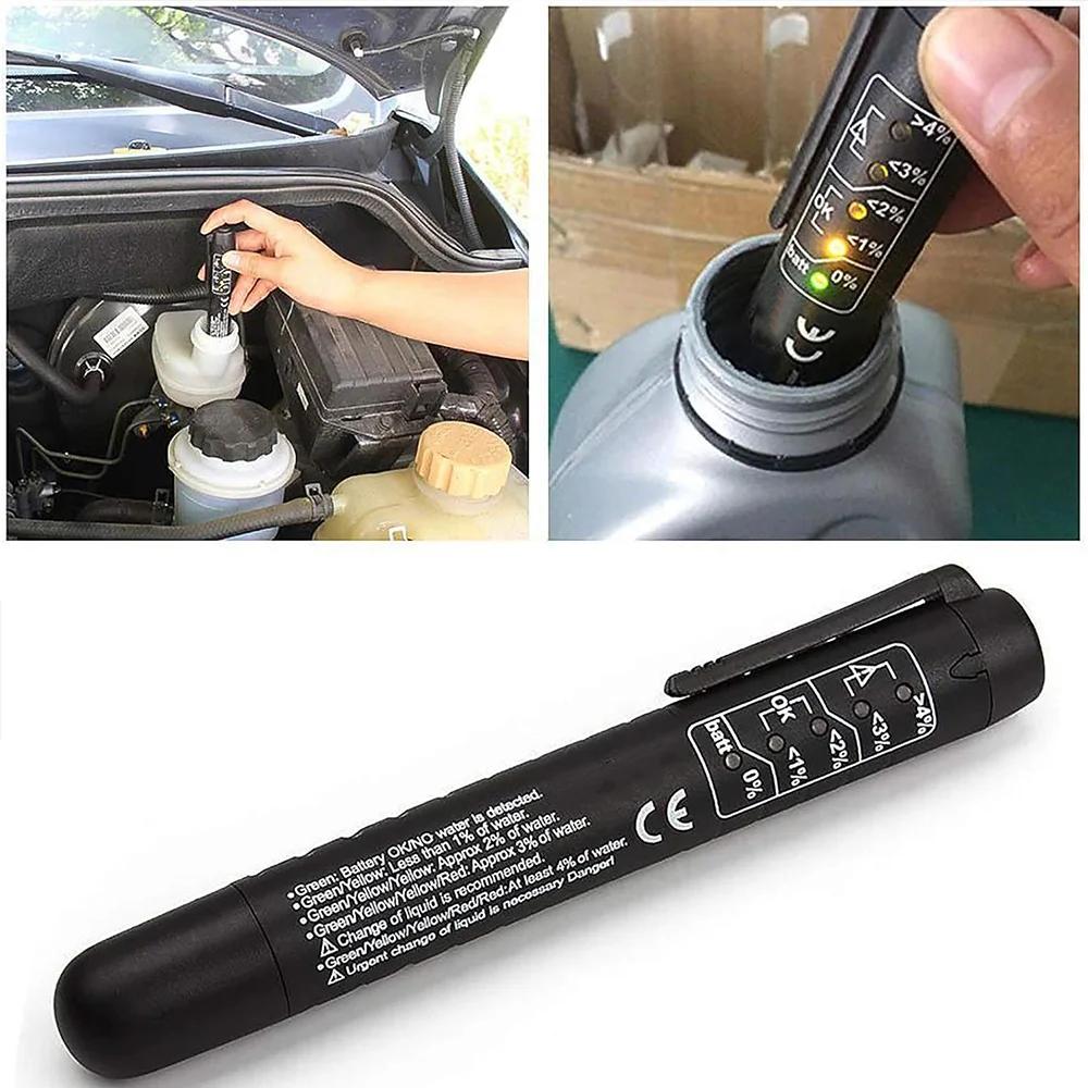 Brake Fluid Tester Pen,Hydraulic Fluid Liquid Oil Moisture Analyzer with 5 LED Indicators,Testing Tool for DOT3/4/5.1 Brake Flui