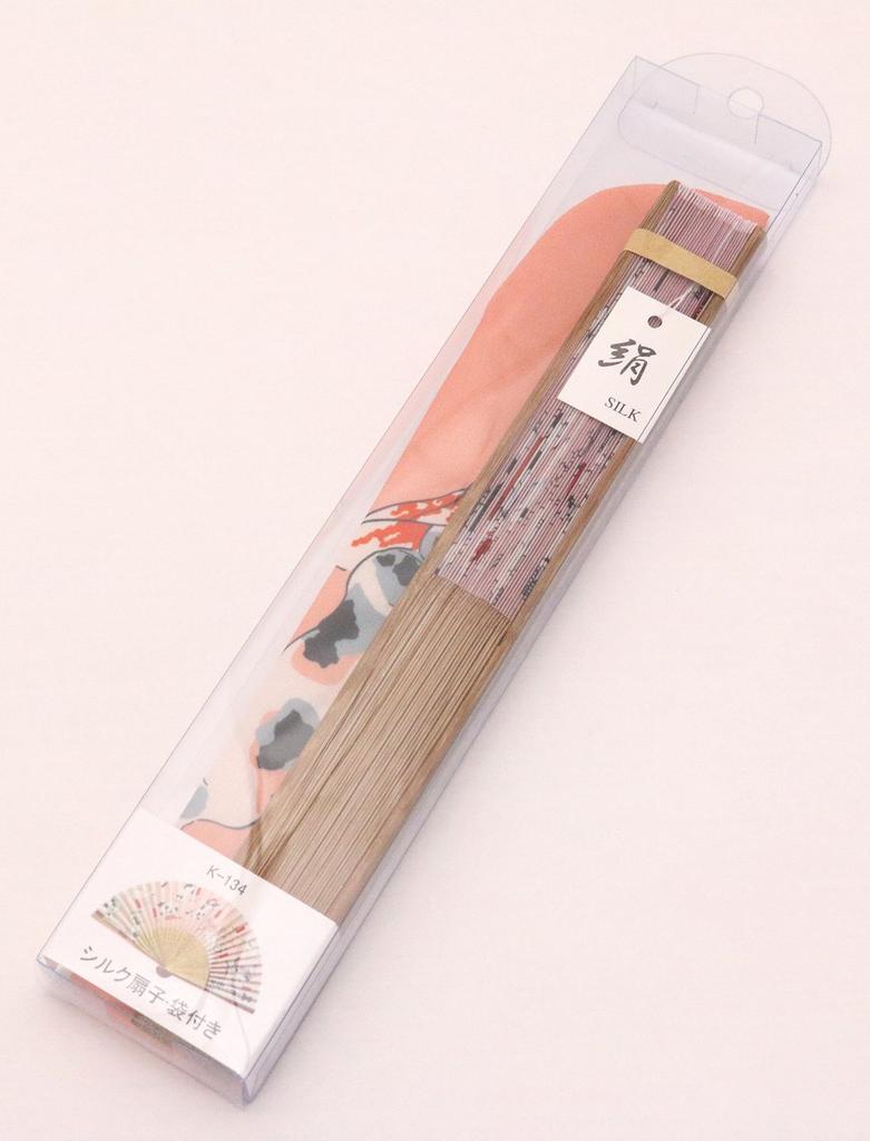 Кёю Чехол и сумка для складного веера Японский Розовый Набор, Стиль, Юката, Шелк, Укиё-э, Куниёси, «Любитель кошек Пятьдесят три кошки»,