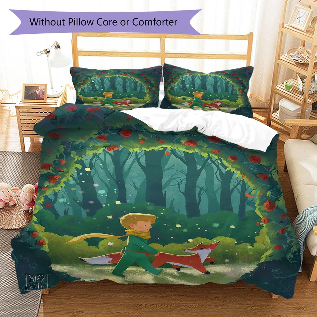 Little Prince Bloom Bedding Quilt Set Quilt Cover Pillowcase Home Decoration Birthday Gift (1 * duvet cover + 2 * pillowcase, without core)