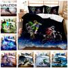 Motocross Rider Bedding Set Extreme Sports Themed Duvet Cover For Teens Motorcycle Pattern Comforter Cover Dirt Bike Duvet Cover