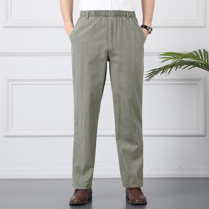 Большие размеры осень-лето повседневные брюки из натурального хлопка и льна с высокой талией большого размера льняные дышащие свободные мужские брюки