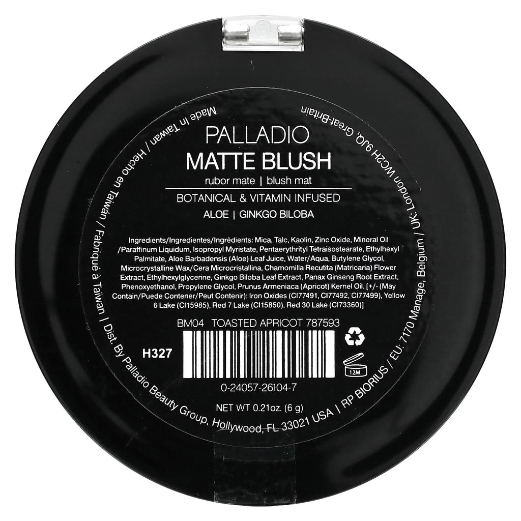 Palladio Матовые румяна, жареный абрикос DM04, 0,21 унции (6 г)