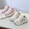 Новые зимние детские кроссовки с милым элегантным цветочным принтом, спортивная обувь для девочек, универсальная детская повседневная хлопковая обувь для бега