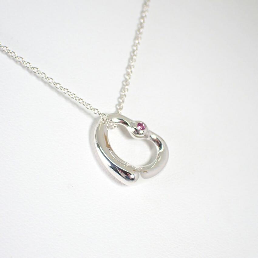 [Б/у] TIFFANY/Tiffany 925 Pink Sapphire Open Heart Подвеска/ожерелье [g340-46]