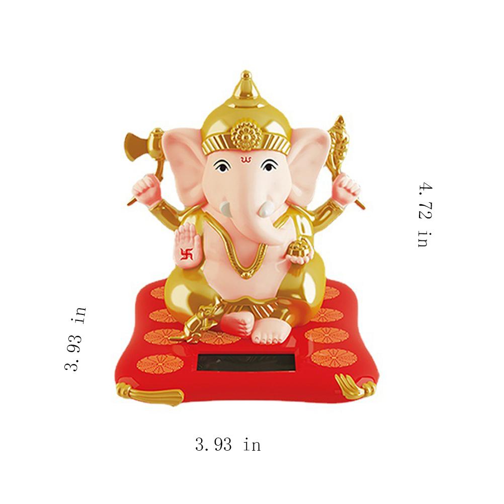 Solar Indian Ganesha Idol Figurine Ornament, Blessings Of Ganesha, Solar Powered Elephant Swinging Dancing Toys, For Dashboard Home Window Desk Decor