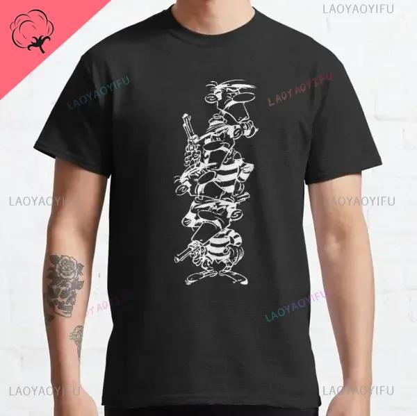 Футболка Lucky Luke с героями мультфильмов Далтонс, футболка в стиле ретро, мужская одежда в стиле гранж, рубашка в стиле аниме Harajuku, Ropa Hombre Roupas Masculinas Camisetas