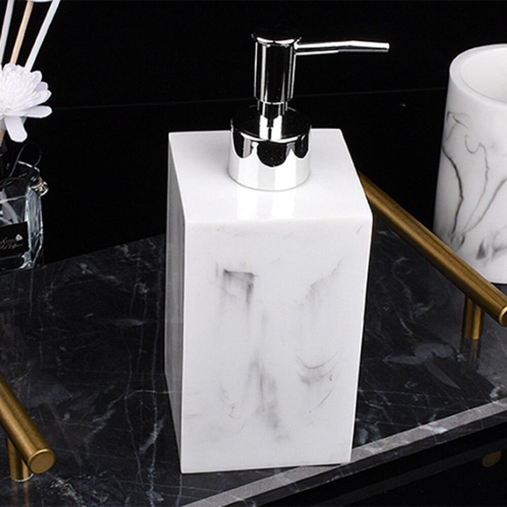 5pcs Resin Imitation Marble Bathroom Accessory Set Mouthwash Cup Soap Toothbrush Holder Shampoo Bottle Household Wash Set