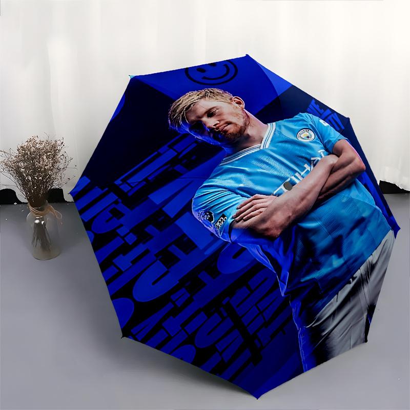 Manchester City, Soccer Player Automatic Opening and Closing Umbrella, Compact Travel Umbrella, Lightweight and Portable, Suitable for Beach