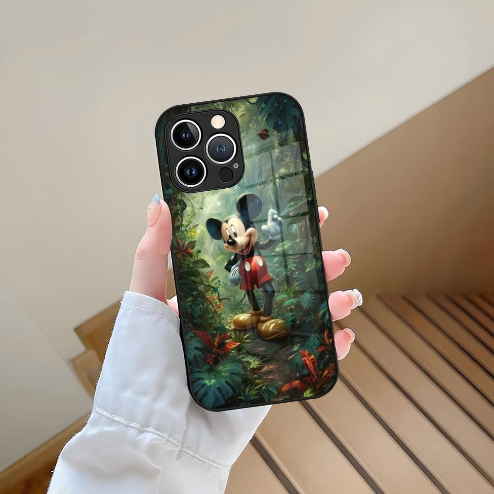 Чехол для телефона Микки Маус Закаленное стекло Для iPhone 13 15 14 12 11 Pro Max Plus Mini X XR XS 8 7 6s SE2020 Coque