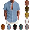 Men's Casual Business Solid Color Short Sleeve Shirt Men's Stand Collar Button-Down Shirt
