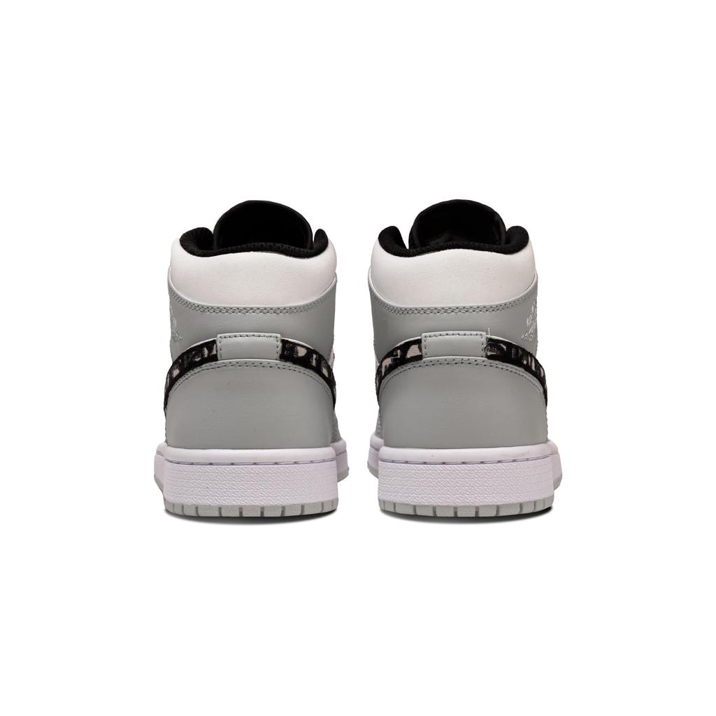 Jordan Air Jordan 1 Ollie Износостойкие Средние Винтажные Баскетбольные Кроссовки Мужские Бело-Серые 554724-078(Команда1291-)