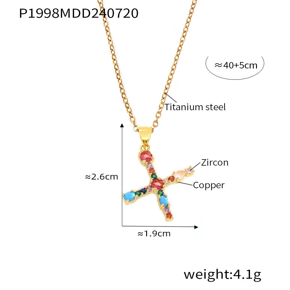 Медная микро-инкрустация цветным цирконием 26 английских букв персонализированная индивидуальная подвеска Niche Hip Hop ключичная цепочка