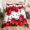 Rose Duvet Cover Set Red Rose Floral Bedding Sets Flower Butterfly Comforter Cover for Women Modern Fashion Marble Quilt Cover