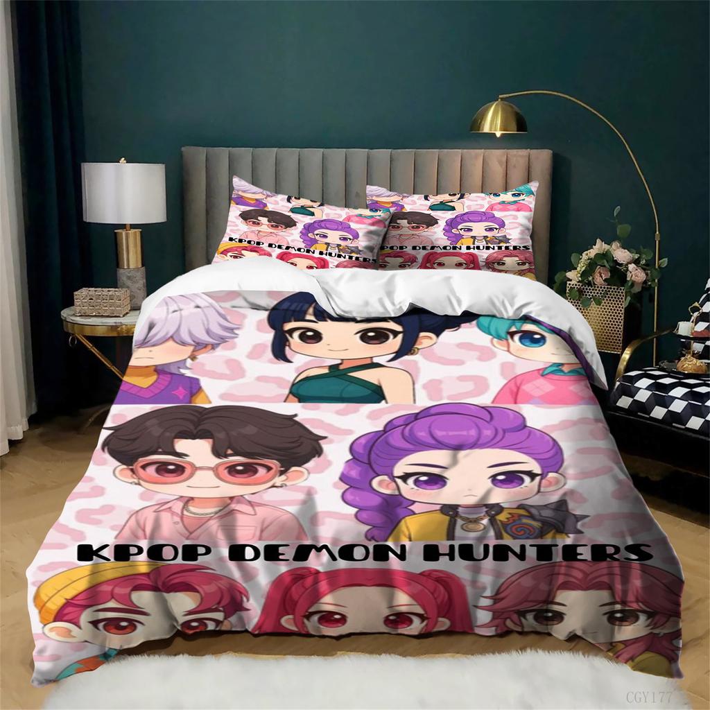 Звездный K-pop Комплект постельного белья Мягкий дышащий пододеяльник Набор для спальни Всесезонный Легкий чехол для одеяла с 2 наволочками