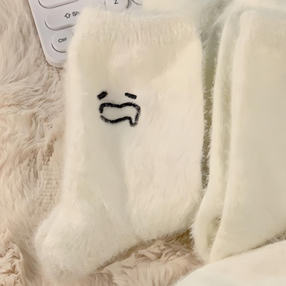 2 пары женских зимних плюшевых носков, утолщенные носки-подследники, милые носки из норковой шерсти, для дома