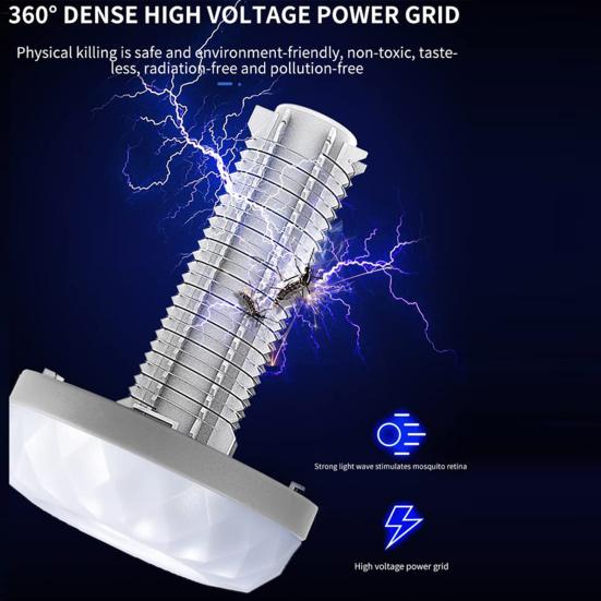 Портативная лампа для уничтожения комаров, USB-солнечная ловушка, светодиодный электрический шок, перезаряжаемый тихий репеллент от комаров